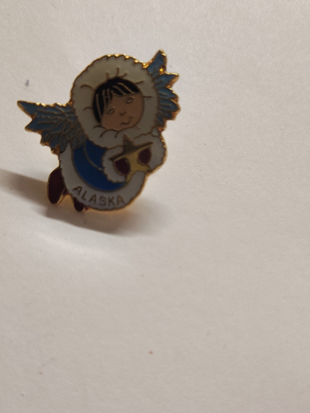 Alaska Enamel Pin with Blue Wings